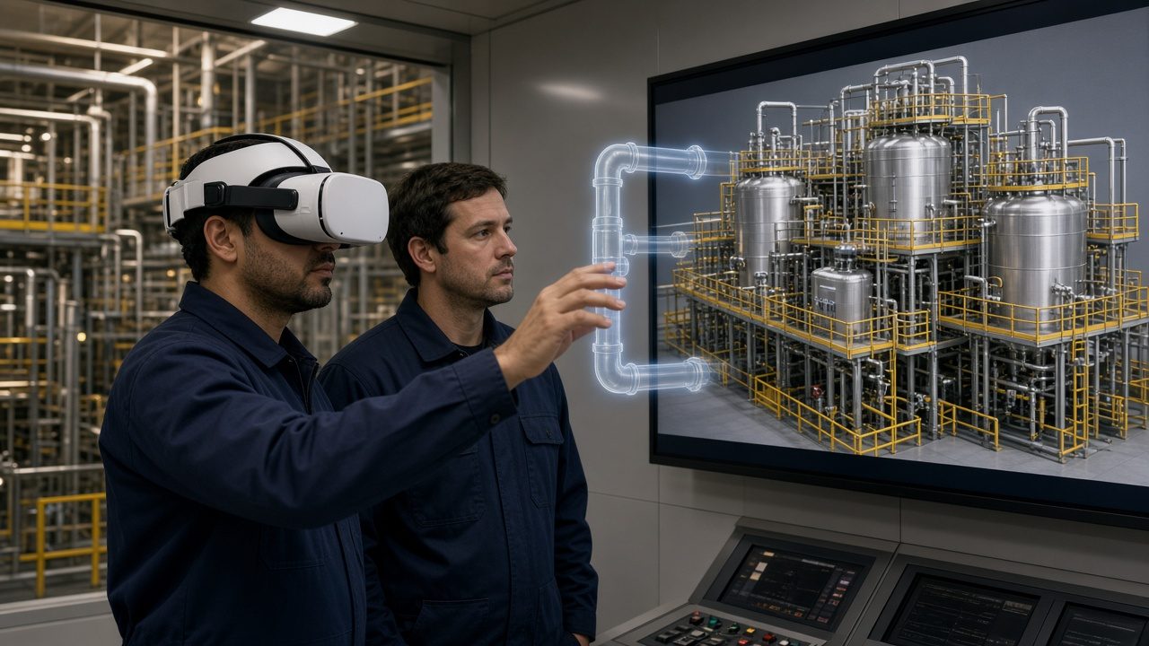 Training im Leitstand mit Headset und Prozessbild